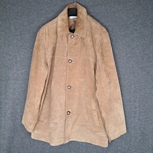 Norm Thompson Tan Suede Genuine Leather Button Jacket Coat L Large